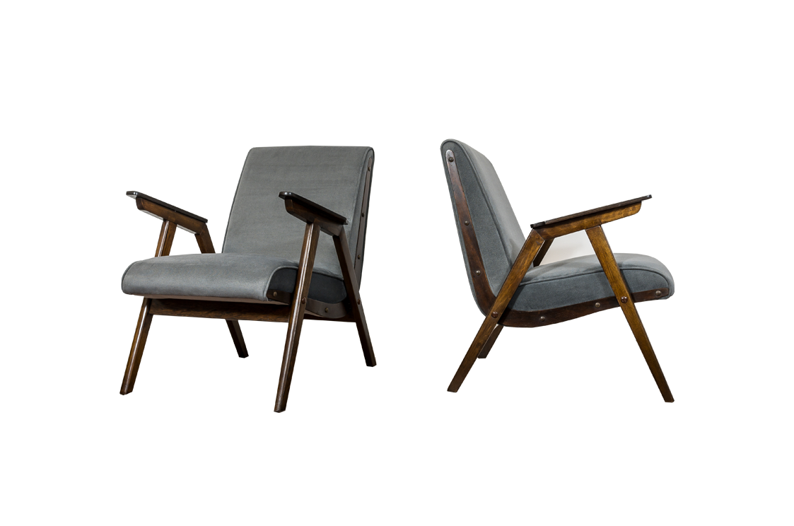 Pair Of Mid Century Modern Oak Armchairs, 1960s, Czechoslovakia