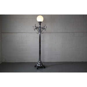 Large Art Deco chromed coat rack/floor lamp, early 20th century