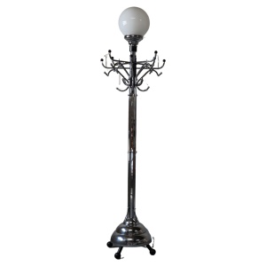 Large Art Deco chromed coat rack/floor lamp, early 20th century