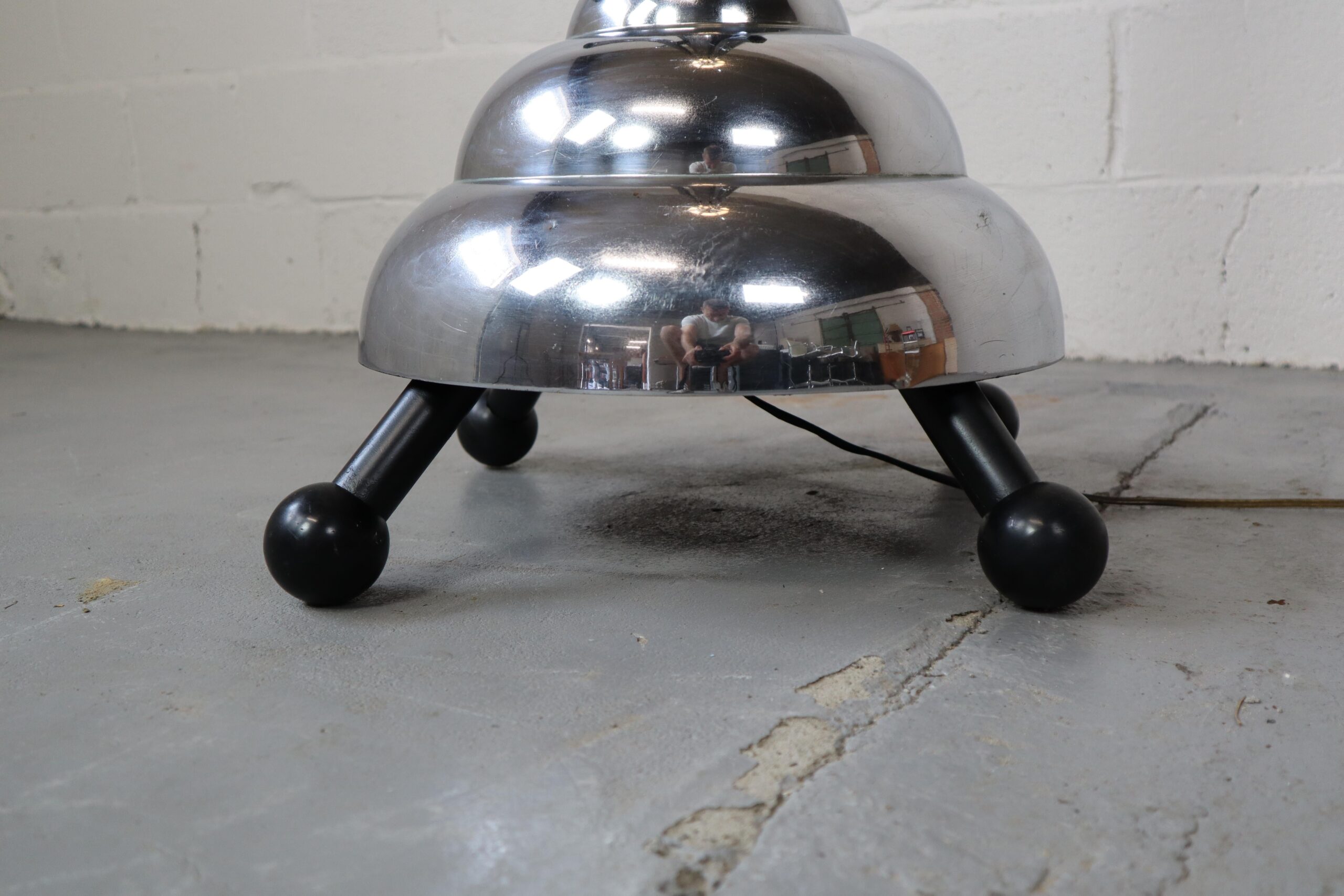 Large Art Deco chromed coat rack/floor lamp, early 20th century