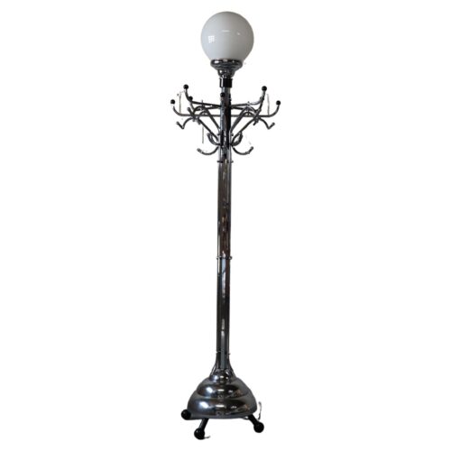 Large Art Deco chromed coat rack/floor lamp, early 20th century