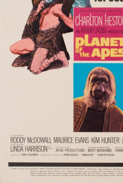 'Planet of the Apes' 1968 US Window Card Film Poster