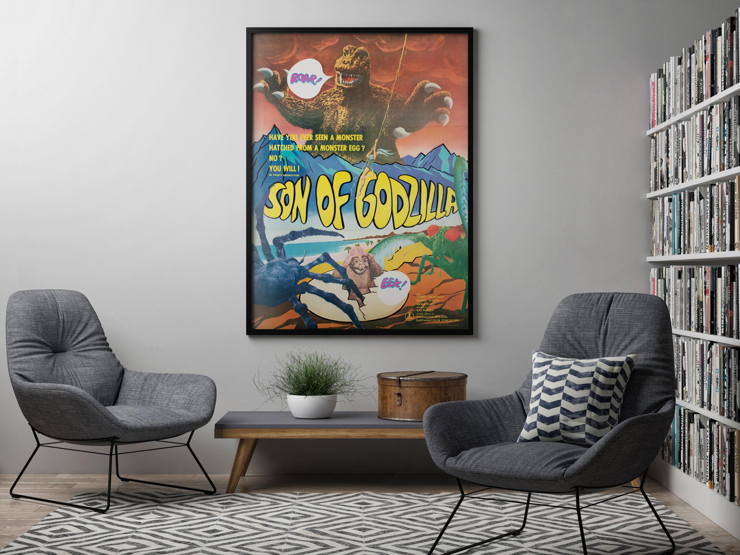 Son of Godzilla 1967 Japanese Export Film Movie Poster, Linen Backed