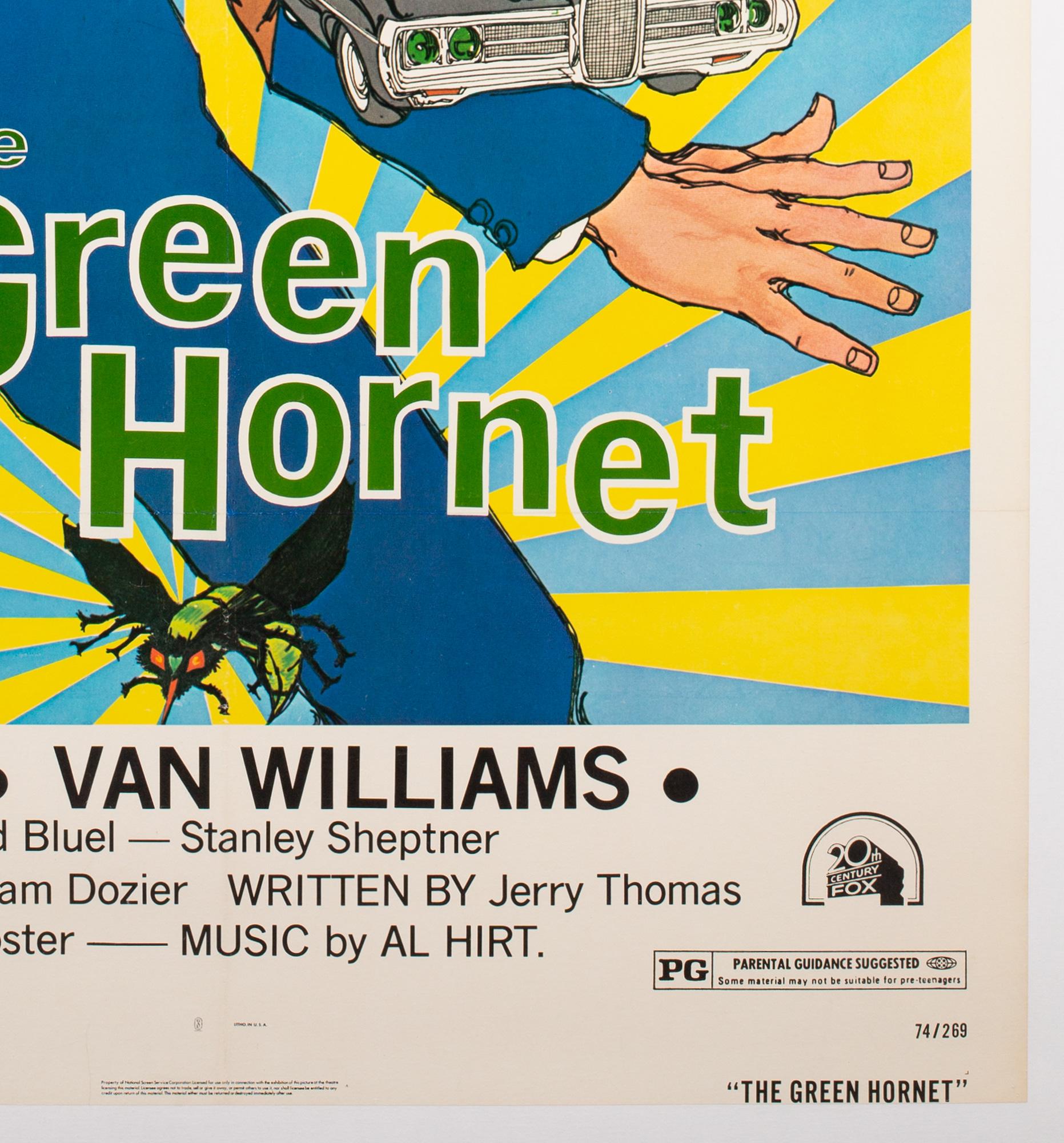 The Green Hornet 1974 US 1 Sheet Film Poster Green Title Style, Linen Backed