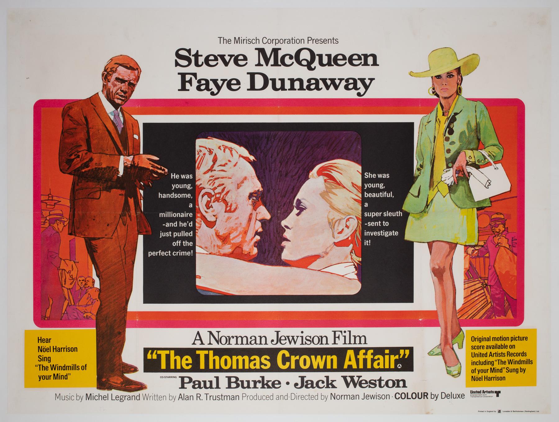 The Thomas Crown Affair 1968 UK Quad Film Movie Poster, Putzu