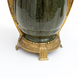 Pair of Art Nouveau Jugendstil Bronze and Ceramic Vases Otto Eckman Style, 1900s