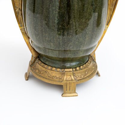 Pair of Art Nouveau Jugendstil Bronze and Ceramic Vases Otto Eckman Style, 1900s - Image 7