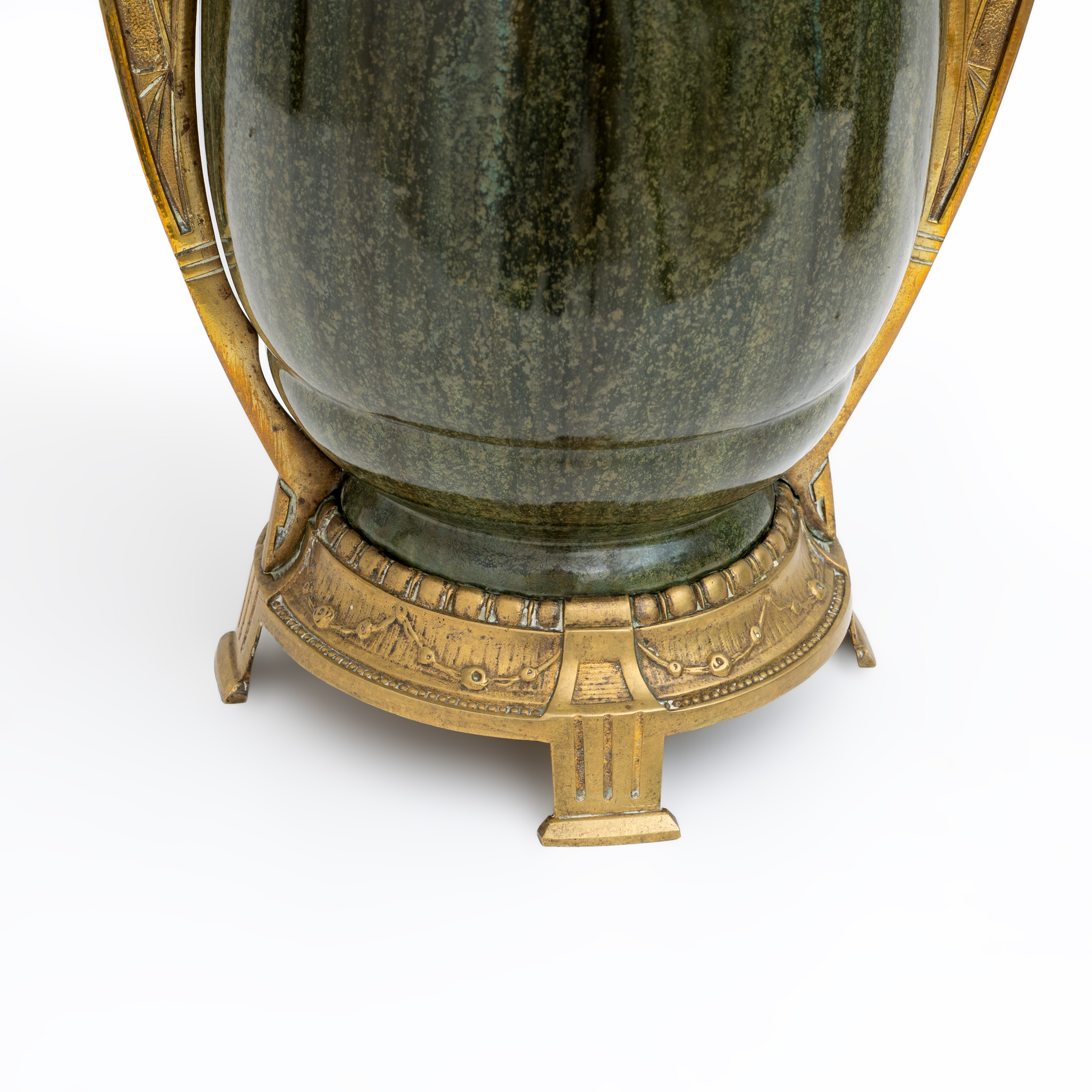 Pair of Art Nouveau Jugendstil Bronze and Ceramic Vases Otto Eckman Style, 1900s