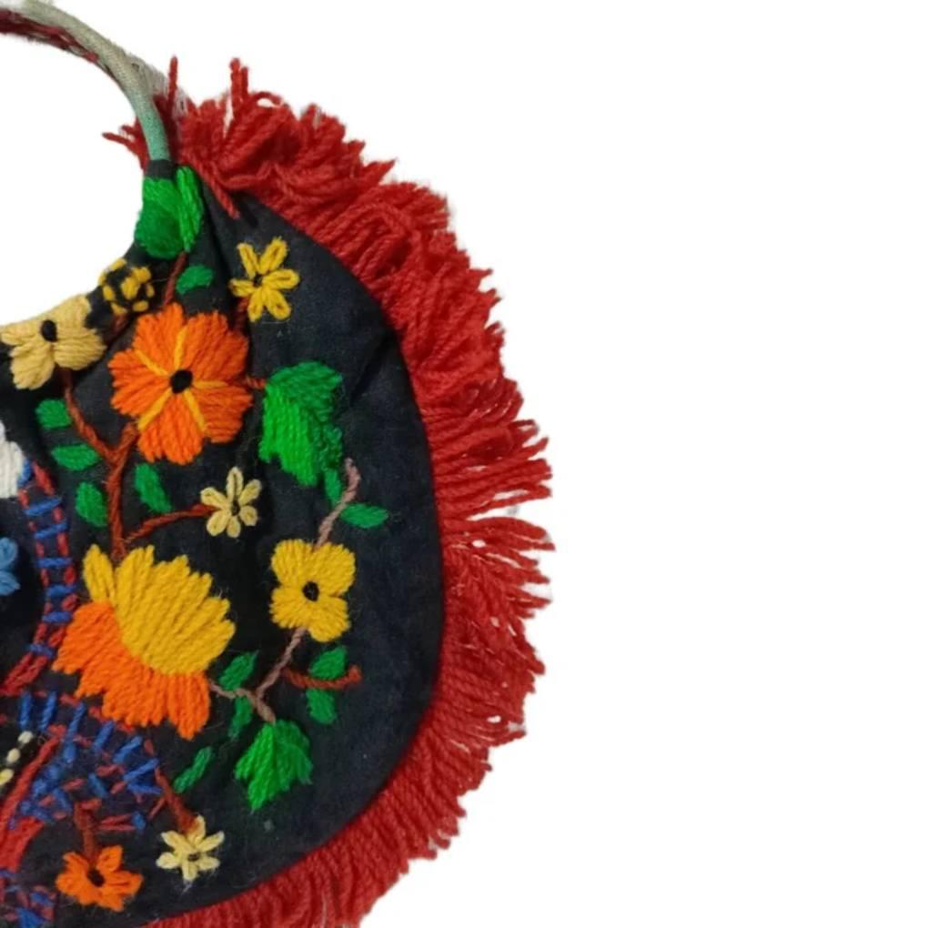 1930s/1940s Handmade Crewel Work Embroidered Round Bag