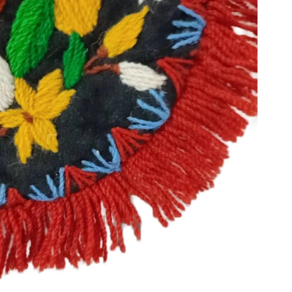 1930s/1940s Handmade Crewel Work Embroidered Round Bag