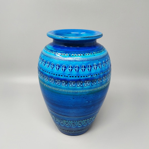 1960s Stunning Vase by Aldo Londi for Bitossi "Blue Rimini Collection"