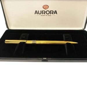 1980s Aurora Marco Polo Gilt Metal Ballpoint Pen