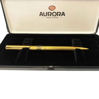 1980s Aurora Marco Polo Gilt Metal Ballpoint Pen