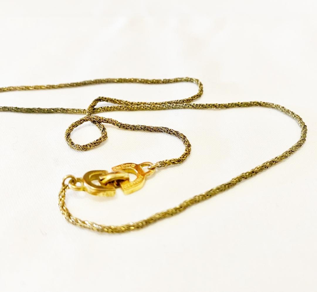 1980s Christian Dior Enameled Logo Pendant Necklace