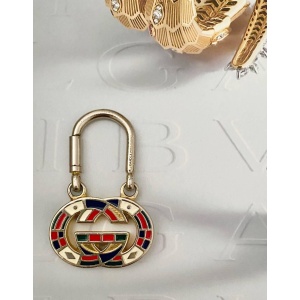 1980s Gucci Interlocking Logo Metal Enamel Keyring