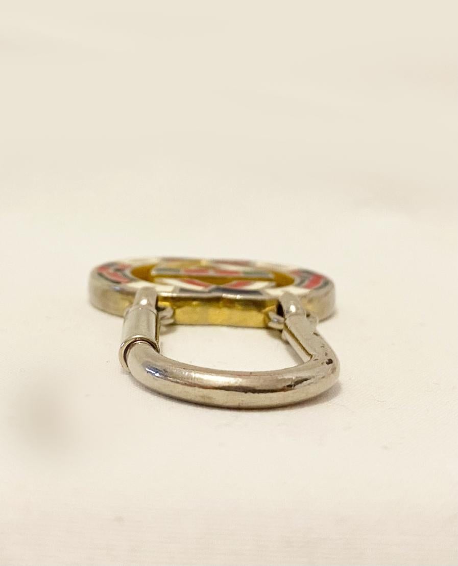 1980s Gucci Interlocking Logo Metal Enamel Keyring