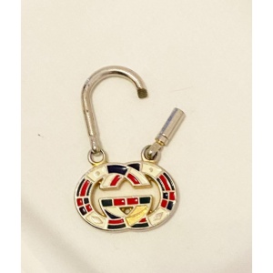 1980s Gucci Interlocking Logo Metal Enamel Keyring