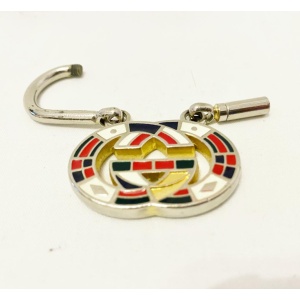 1980s Gucci Interlocking Logo Metal Enamel Keyring