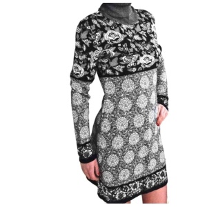 1980s Kenzo Jungle Floral Geometric Knitted Dress