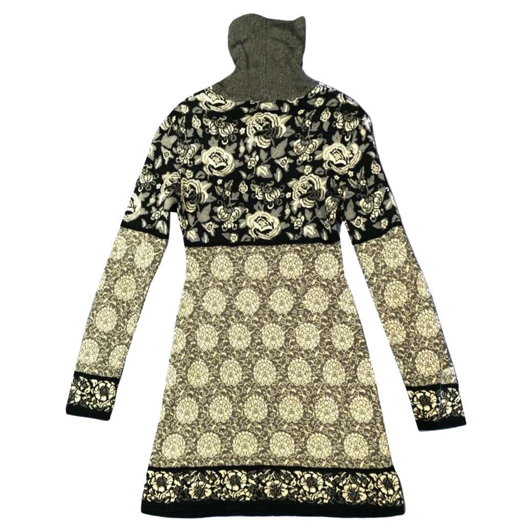 1980s Kenzo Jungle Floral Geometric Knitted Dress