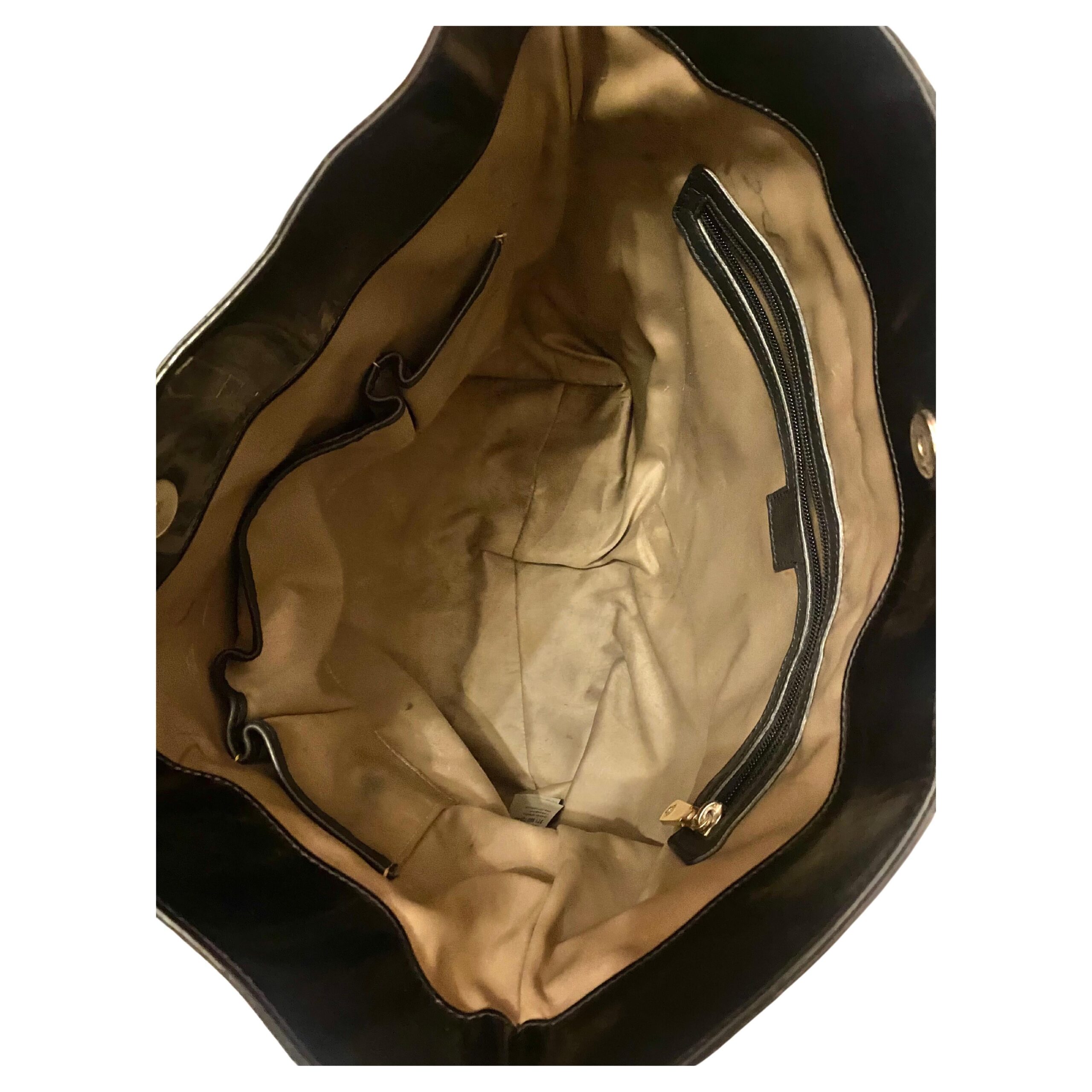 1980s Versace Black Patent Leather Medusa Cut Out Tote Bag