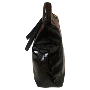 1980s Versace Black Patent Leather Medusa Cut Out Tote Bag
