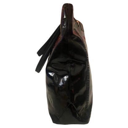 1980s Versace Black Patent Leather Medusa Cut Out Tote Bag