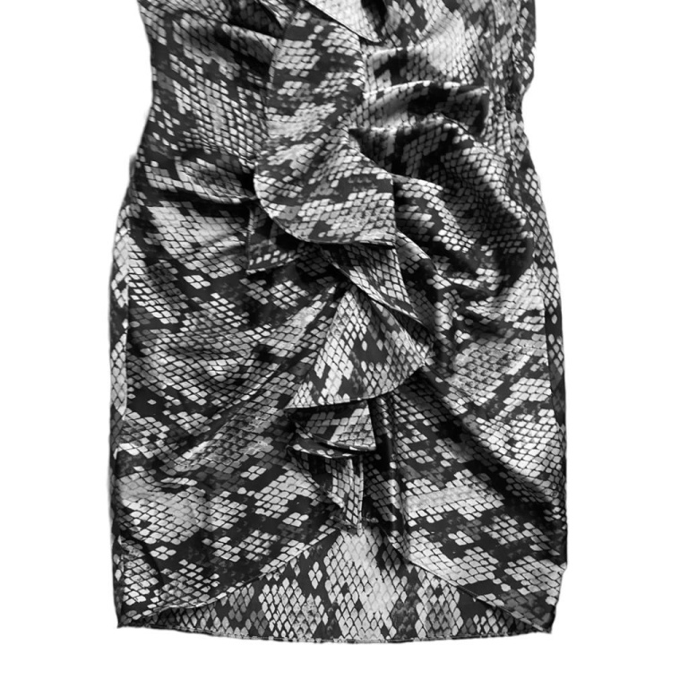 1990s Moschino Cheap and Chic Animal Print Chiffon Silk Mini Dress