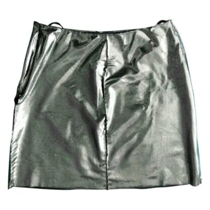 1990s Moschino Silver Metallic High Waist Skirt