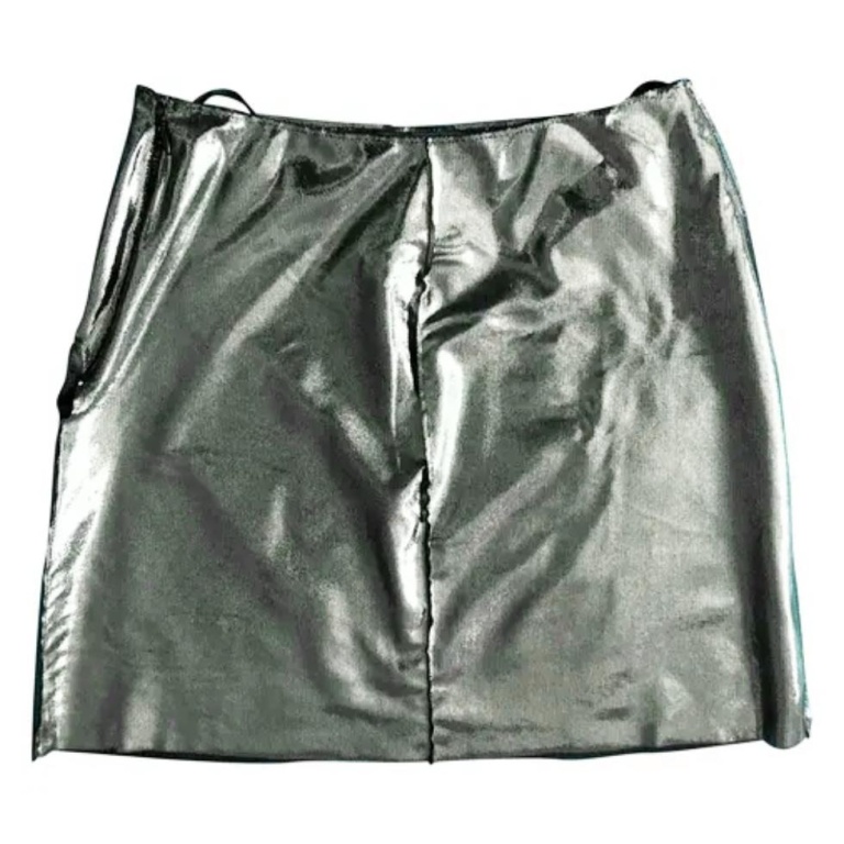 1990s Moschino Silver Metallic High Waist Skirt