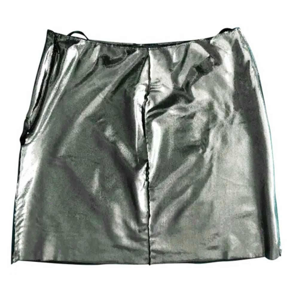 1990s Moschino Silver Metallic High Waist Skirt