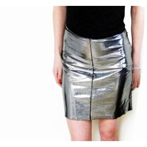 1990s Moschino Silver Metallic High Waist Skirt