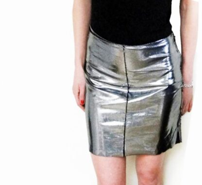 1990s Moschino Silver Metallic High Waist Skirt