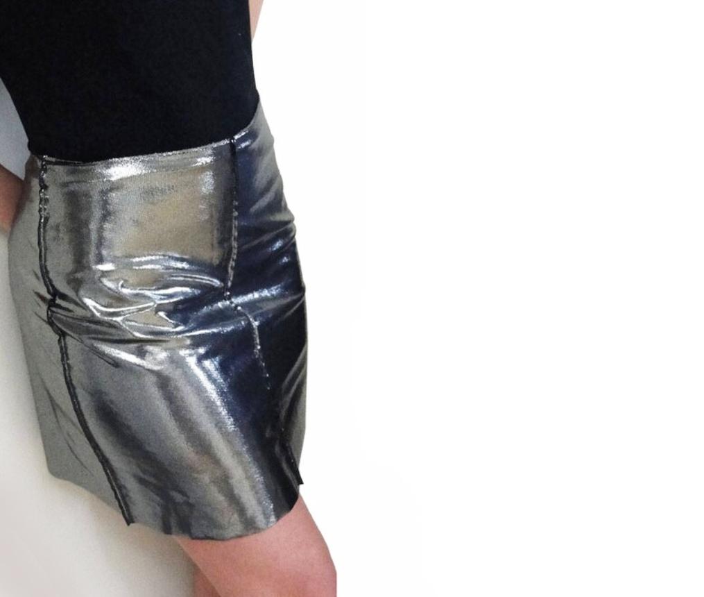 1990s Moschino Silver Metallic High Waist Skirt