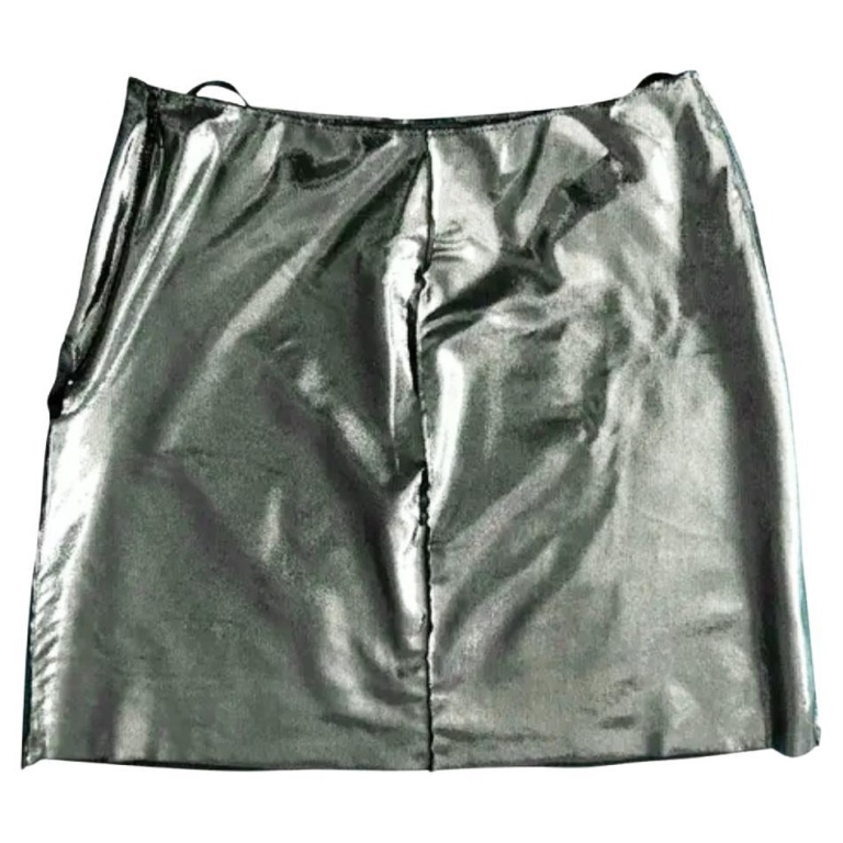 1990s Moschino Silver Metallic High Waist Skirt