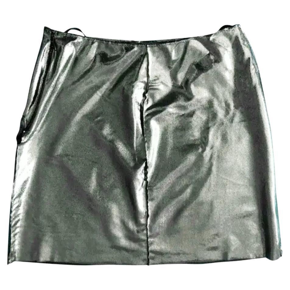 1990s Moschino Silver Metallic High Waist Skirt