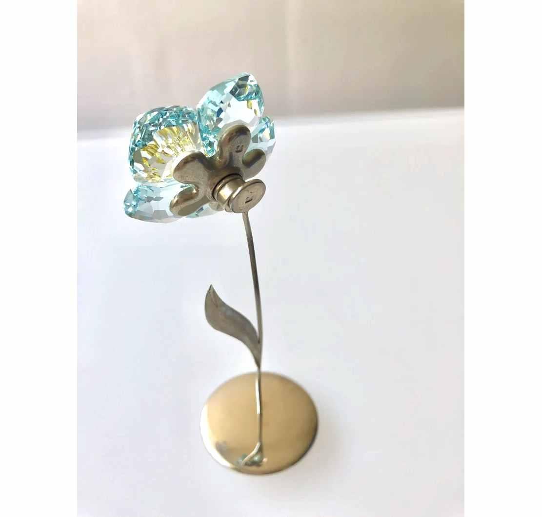 1990s Swarovski Crystal Paradise Blue Flower with Stand