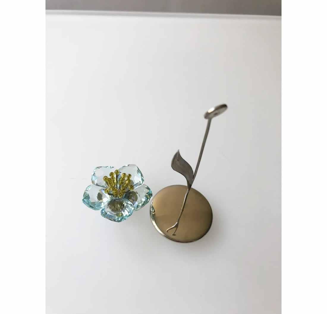 1990s Swarovski Crystal Paradise Blue Flower with Stand