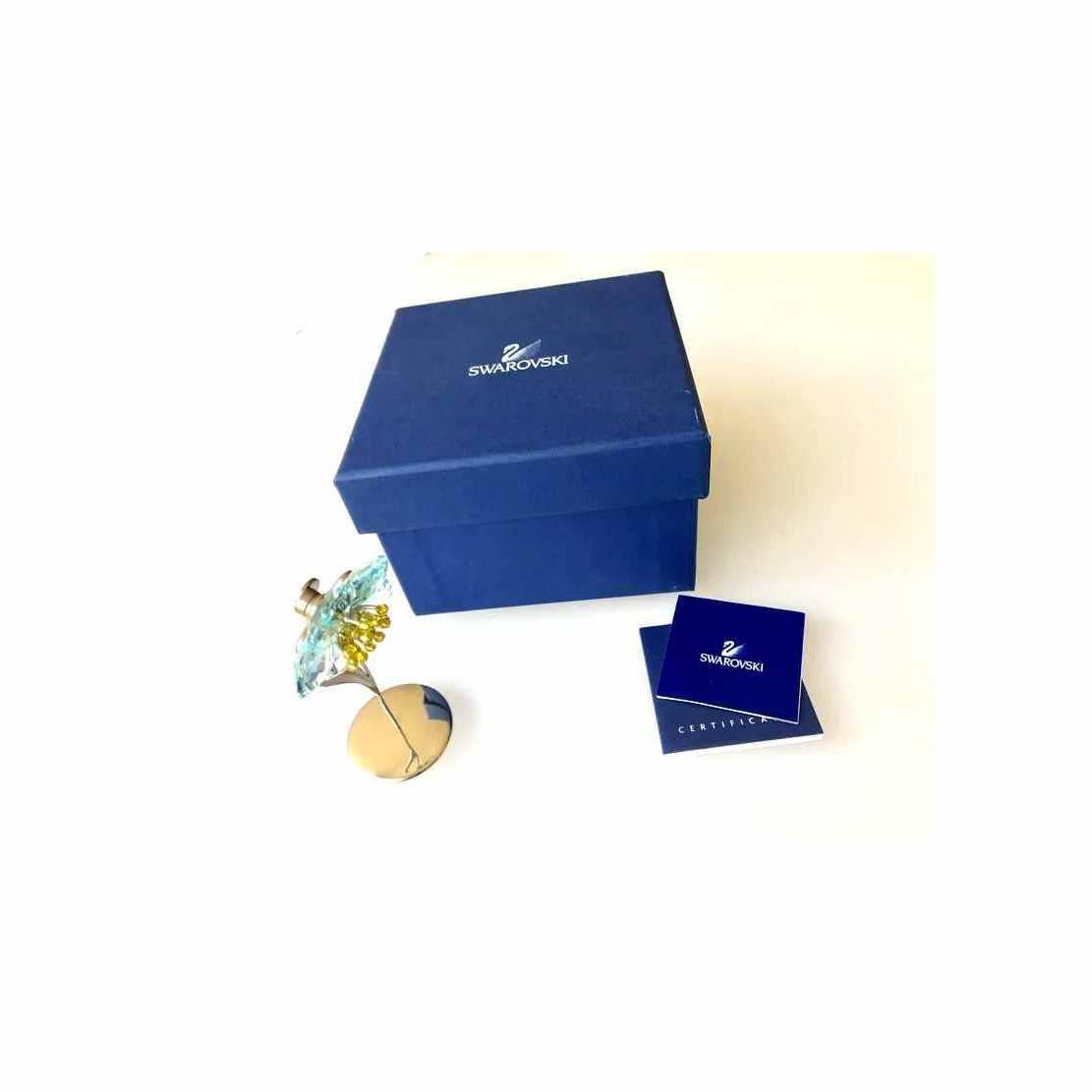 1990s Swarovski Crystal Paradise Blue Flower with Stand