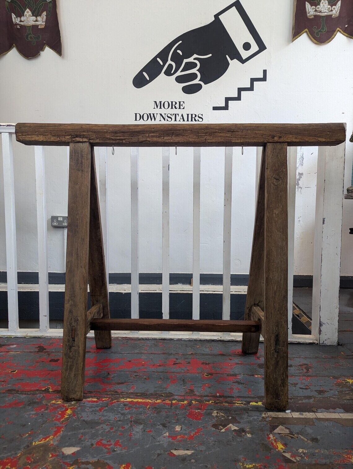 19th Century Solid Oak French Trestle/Hall Stand. Antique/Vintage/Entryway