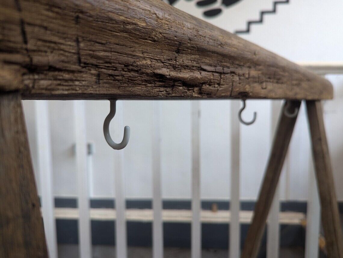 19th Century Solid Oak French Trestle/Hall Stand. Antique/Vintage/Entryway
