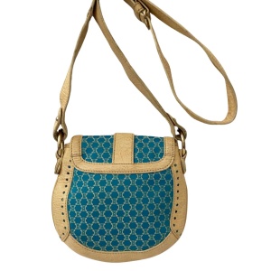 2000s Celine Macadam Bright Blue Canvas Cross Body Bag