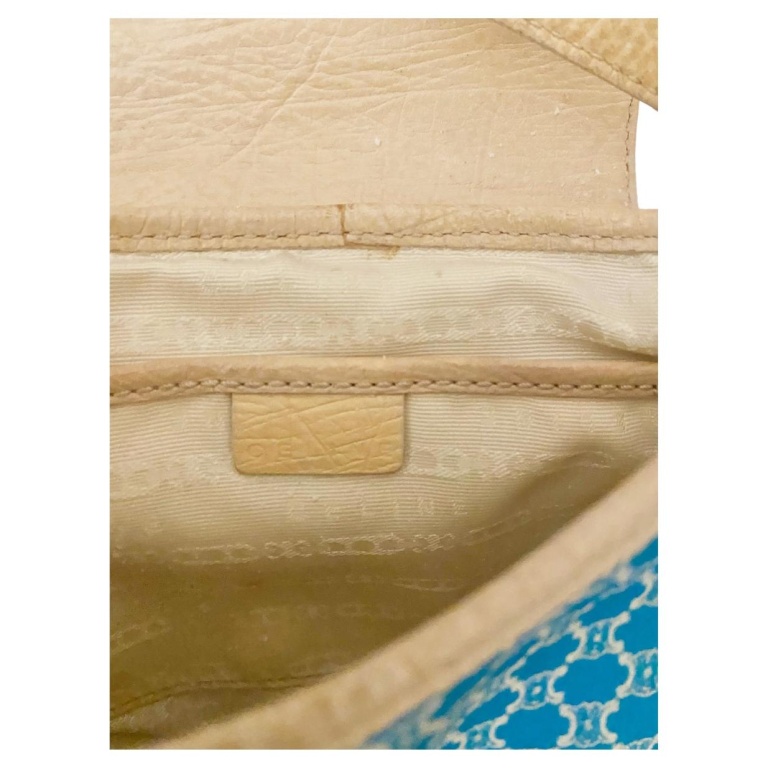2000s Celine Macadam Bright Blue Canvas Cross Body Bag