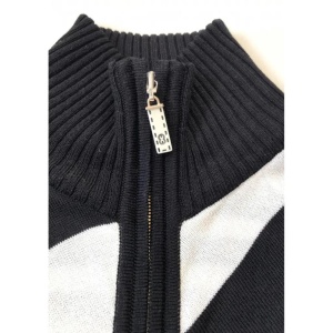 2000s Escada Black White Stripe Cotton Knitwear Cardigan