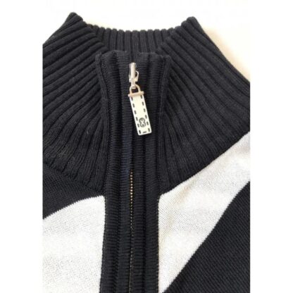 2000s Escada Black White Stripe Cotton Knitwear Cardigan