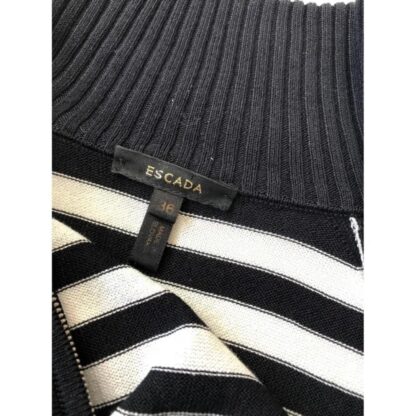 2000s Escada Black White Stripe Cotton Knitwear Cardigan