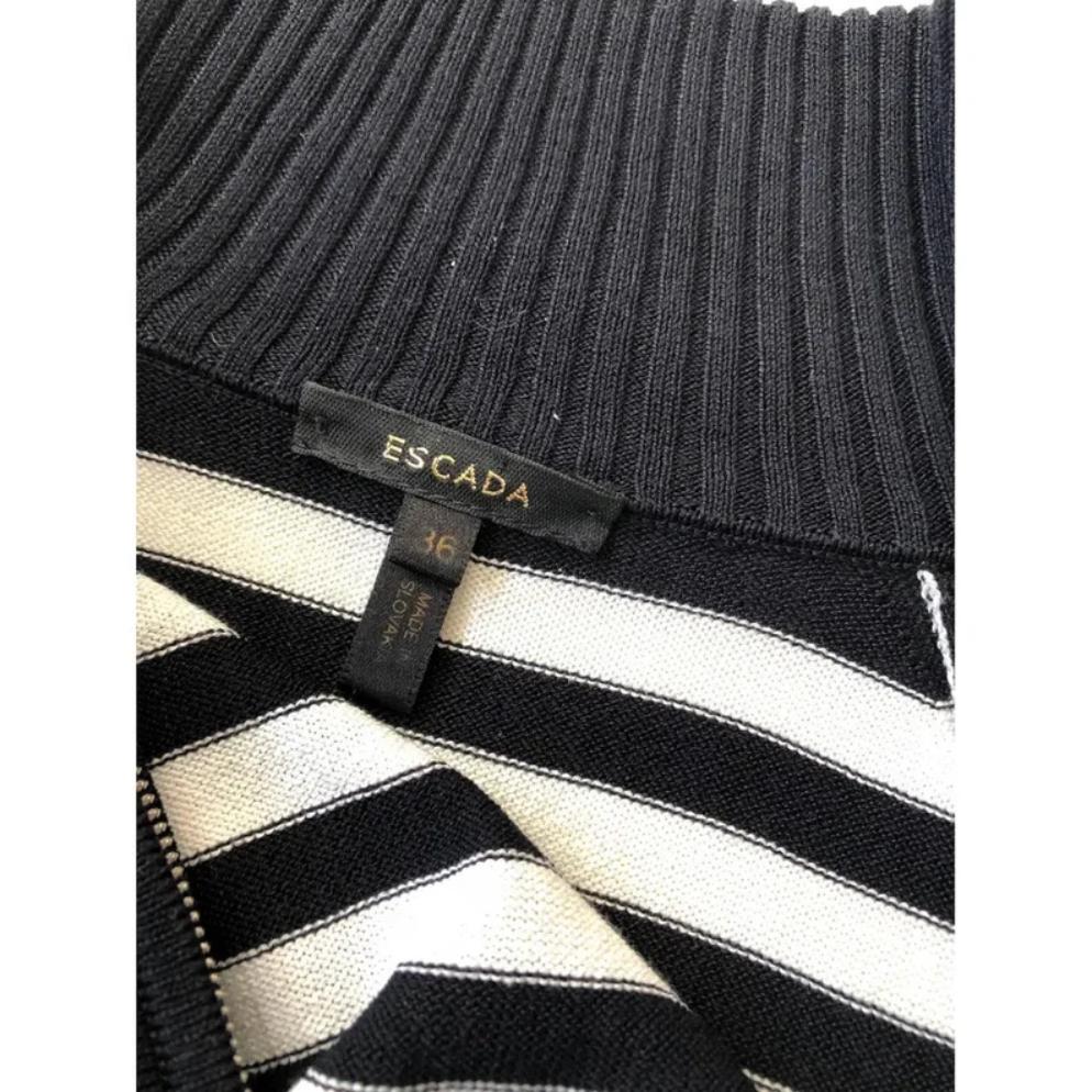 2000s Escada Black White Stripe Cotton Knitwear Cardigan