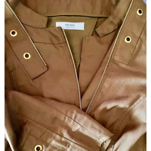2000s Prada Brown Tobacco Cotton Cropped Jacket