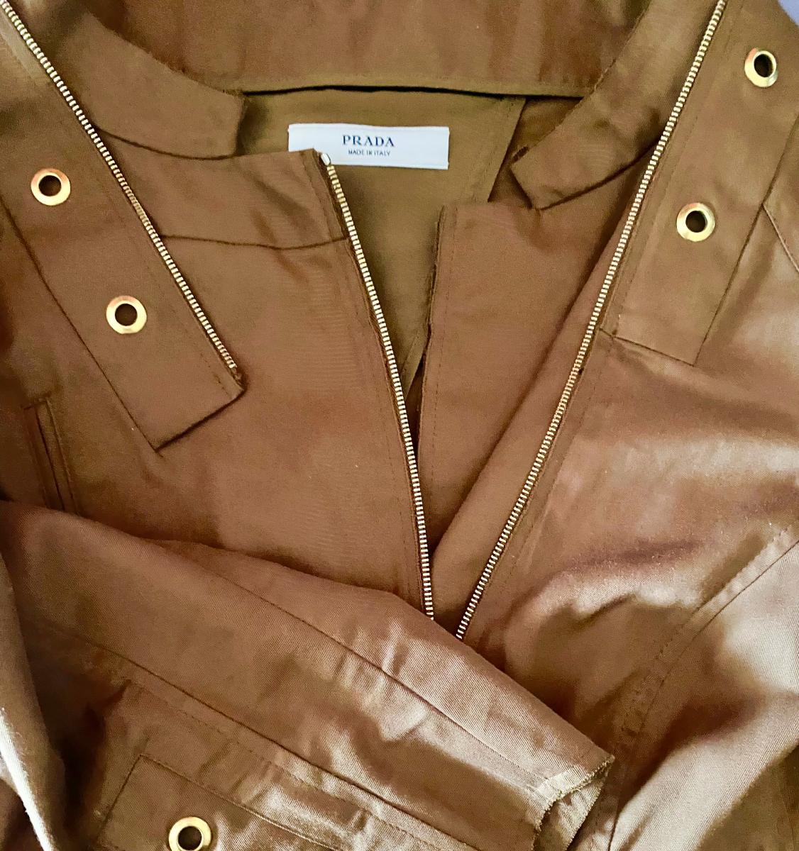 2000s Prada Brown Tobacco Cotton Cropped Jacket