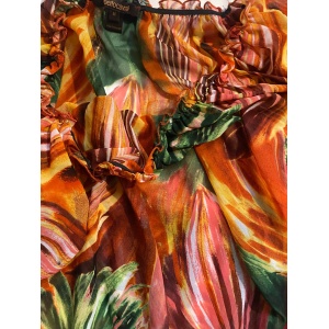 2000s Roberto Cavalli Chiffon Puffy Sleeve Top Size 42